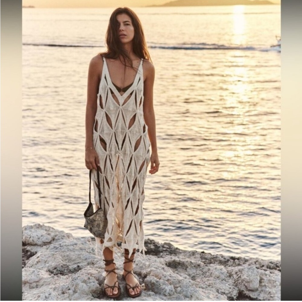 NWT Zara Crochet Beach Dress